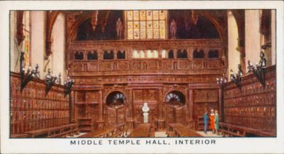 Middle Temple Hall, interno (litografia a colori) da English School