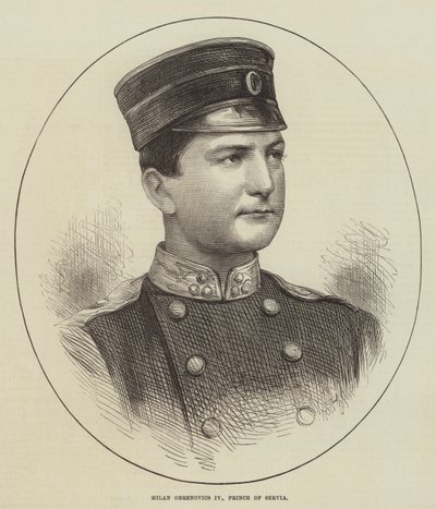 Milan Obrenovics IV, Principe di Serbia (incisione) da English School