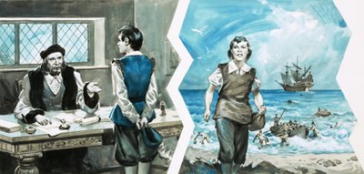 Miles Philips informato della morte del padre e sbarco con altri su una spiaggia deserta da English School