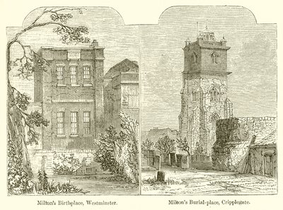 Luogo di nascita di Milton, Westminster. Luogo di sepoltura di Milton, Cripplegate da English School