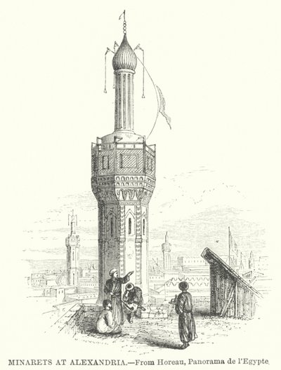 Minareti ad Alessandria (incisione) da English School
