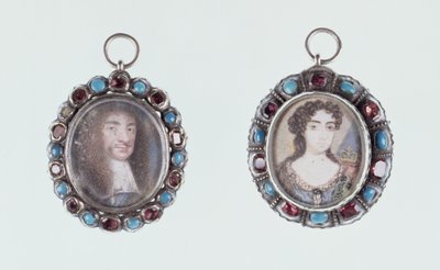 Miniature di Carlo II e Caterina di Braganza da English School
