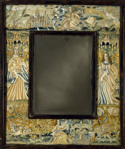 Specchio con ricamo in rilievo, c. 1650-1700 da English School