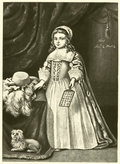 Miss Campion, con un Horn Book (incisione) da English School
