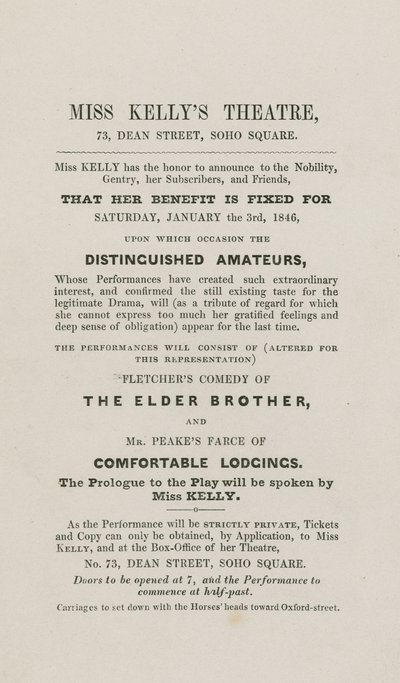 Teatro di Miss Kelly, 73 Dean Street, Soho Square, Londra da English School
