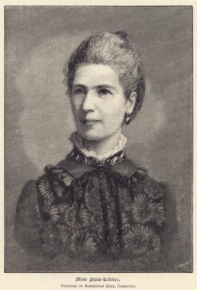 Miss Shaw-Lefevre, Preside del Somerville Hall, Cambridge (incisione) da English School