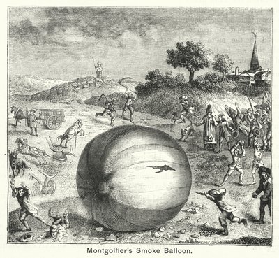 Pallone fumogeno di Montgolfier (incisione) da English School