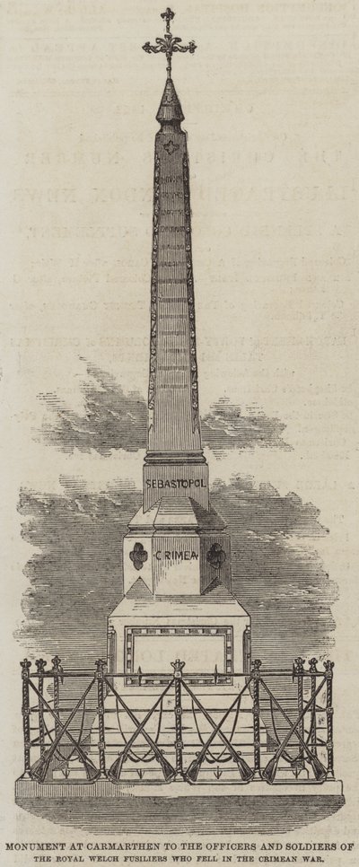 Monumento a Carmarthen agli Ufficiali e Soldati dei Royal Welch Fusiliers caduti nella Guerra di Crimea da English School
