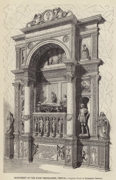 Monumento del Doge Vendramini, Venezia, Fine del Quindicesimo Secolo (incisione) da English School