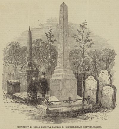 Monumento a Defoe recentemente eretto nel cimitero di Bunhill-Fields da English School