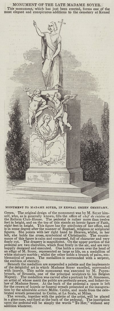 Monumento a Madame Soyer, nel cimitero di Kensal Green da English School