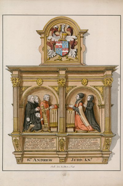 Monumento a Sir Andrew Judd, sceriffo e sindaco, nella chiesa di St Helens Bishopsgate, Londra da English School