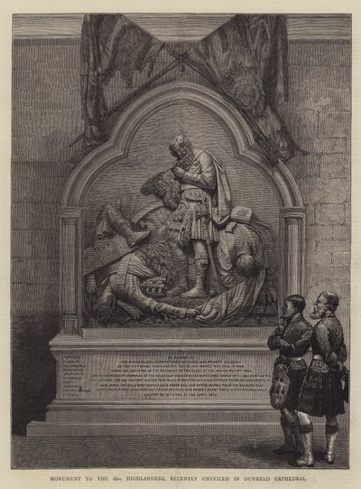 Monumento ai 42nd Highlanders, recentemente svelato nella Cattedrale di Dunkeld (incisione) da English School