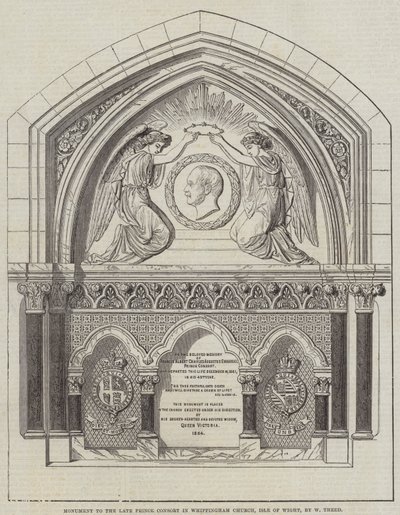 Monumento al defunto Principe Consorte nella Chiesa di Whippingham, Isola di Wight, di W Theed (incisione) da English School