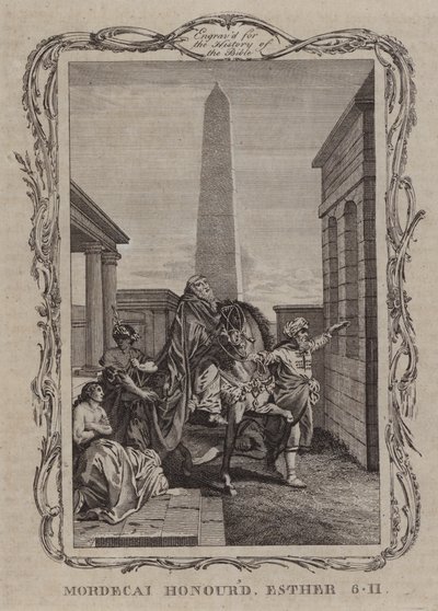 Mordecai onorato (incisione) da English School