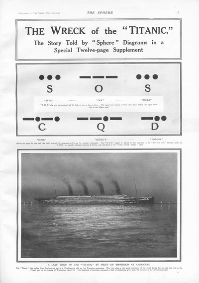 Segnali in codice Morse e illustrazione della nave a vapore attraccata a Cherbourg di notte da English School