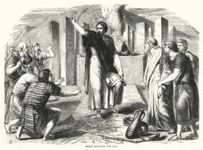 Mosè recita la legge (incisione) da English School