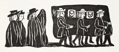 Il Funerale di Madre Bunch, illustrazione da Chap-books of the Eighteenth Century di John Ashton, pub. 1882 da English School