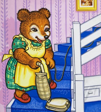 Orso madre che aspira le scale da English School