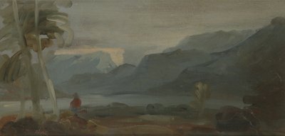 Paesaggio montuoso con figure e bestiame, precedentemente attribuito a J.M.W. Turner (1775-1851) e anche attribuito a Peter de Wint (1784-1849), 1806-07 da English School