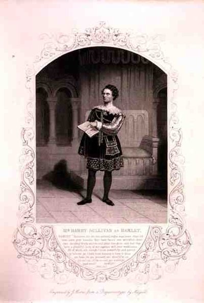 Mr Barry Sullivan come Amleto, Atto II Scena 2, nella commedia di William Shakespeare (1564-1616) inciso da J. Moore, da un dagherrotipo di J.P. Mayall (1810-1901) (incisione) da English School