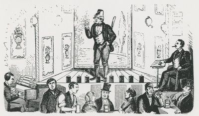 Mr C George, il cantante irlandese, in scena al Borough Music Hall, Union Street, Southwark da English School