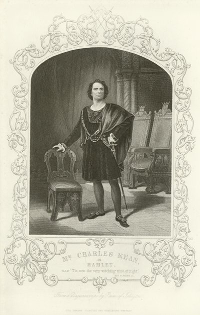 Mr Charles Kean come Amleto, Amleto, Atto III, scena II da English School