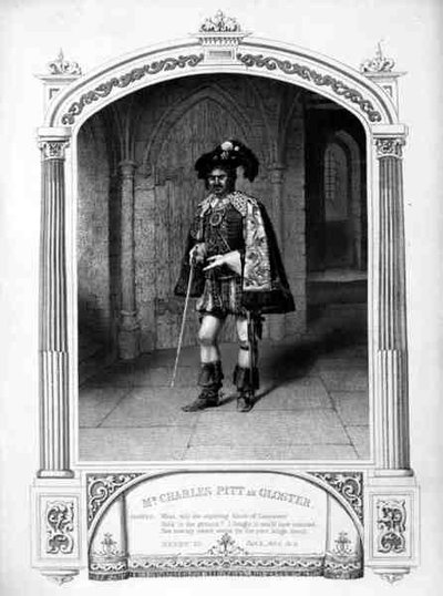 Mr Charles Pitt come Gloster, Atto V Scena VI, in Enrico VI (Parte 3) di William Shakespeare, inciso da Thomas Sherratt da un dagherrotipo di Paine da English School