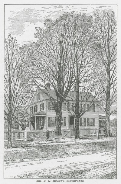La casa natale di DL Moody (litografia) da English School