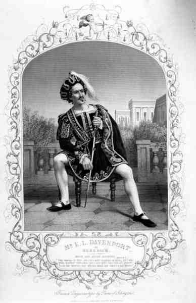 Mr E.L. Davenport come Benedick, Atto II Scena 3, in Molto rumore per nulla, di William Shakespeare da un dagherrotipo di Paine di Islington (incisione) da English School