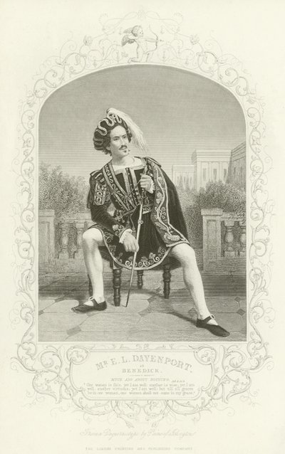 Mr E L Davenport come Benedick, Molto rumore per nulla, Atto II, scena iii da English School