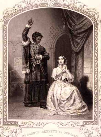 Mr George Bennett come Otello e Mrs Jane Bennett come Desdemona, Atto IV Scena 2, in Otello di William Shakespeare da English School