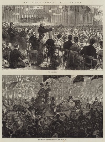 Mr Gladstone a Leeds (incisione) da English School