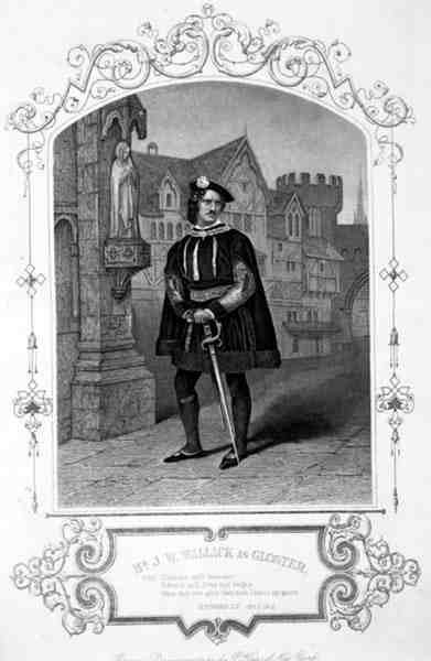 Mr J.W. Wallack come Gloster, Atto I Scena 1, in Riccardo III, di William Shakespeare da English School