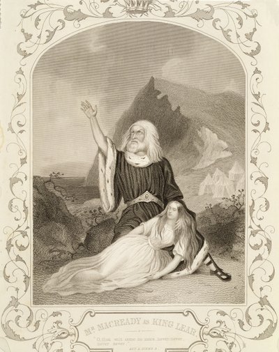 Mr Macready come Re Lear, Atto V Scena 3, nella commedia di William Shakespeare (1564-1616) da English School