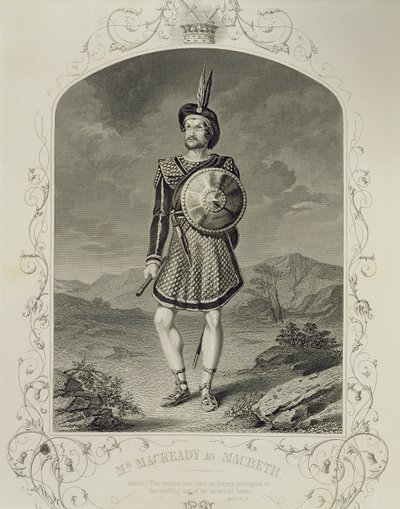 Mr Macready come Macbeth, Atto I Scena 3, nella commedia di William Shakespeare (1564-1616) da English School