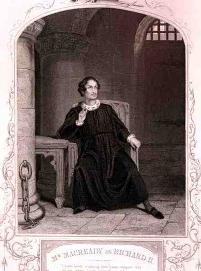 Mr Macready come Riccardo II, Atto V Scena 5, nella commedia di William Shakespeare, inciso da J. Rogers da English School