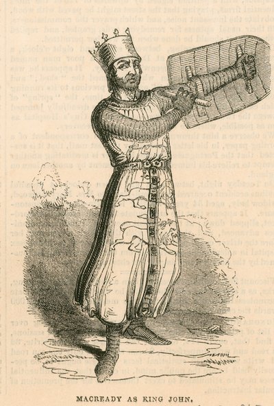 Il signor Macready nel ruolo del titolo della commedia Re Giovanni, Teatro Drury Lane, Londra da English School
