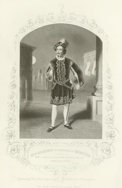 Mr P Richings (di Filadelfia) come Mercuzio, Romeo e Giulietta, Atto I, Scena IV da English School