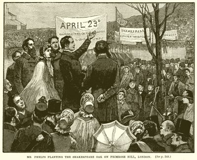 Mr. Phelps pianta la Quercia di Shakespeare a Primrose Hill, Londra da English School