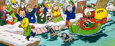 Il signor Toad su una slitta a Natale da English School