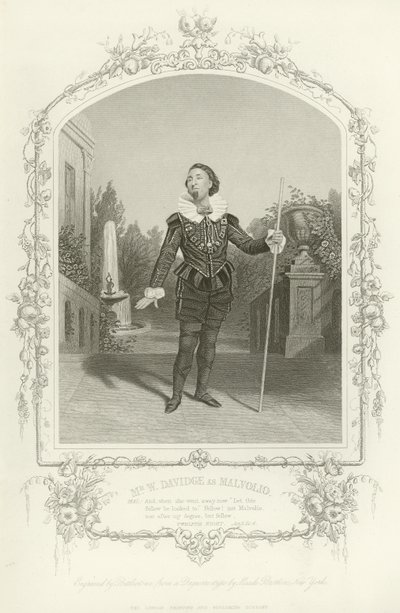 Mr W Davidge come Malvolio, La dodicesima notte, Atto III, scena iv da English School