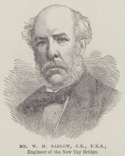 Mr W H Barlow, CE, FRS, Ingegnere del Nuovo Ponte di Tay (incisione) da English School