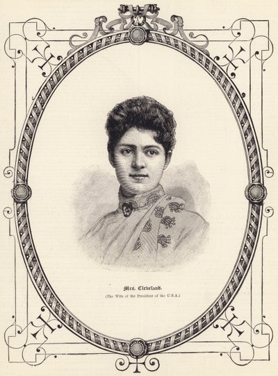 Mrs Cleveland (la Moglie del Presidente degli USA) (incisione) da English School