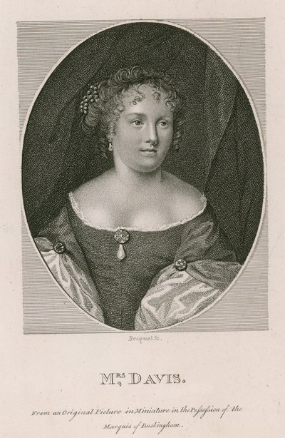Mrs Davis, da un quadro originale in miniatura in possesso del Marchese di Buckingham da English School
