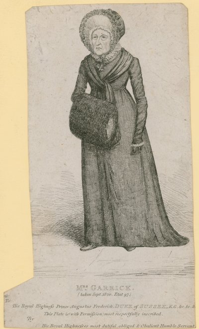 La signora Garrick (Eva Marie Veigel), scattata nel settembre 1820 da English School