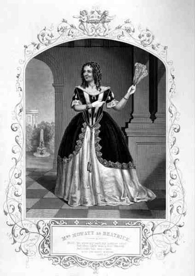 Mrs Mowatt come Beatrice, Atto II Scena 1, in Molto rumore per nulla, di William Shakespeare, da un dagherrotipo di Paine di Islington da English School