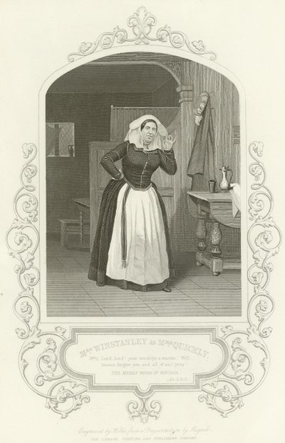Mrs Winstanley come Mrs Quickly, Le allegre comari di Windsor, Atto II, scena ii da English School