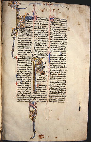 Ms.27, f.1r: Pagina da una copia commentata del Nuovo Testamento da English School