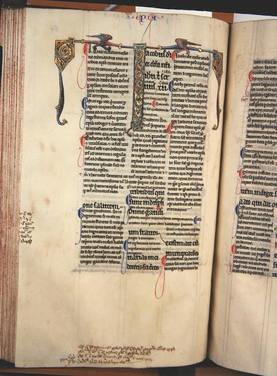 Ms.27, f.84v: Pagina da una copia commentata del Nuovo Testamento da English School